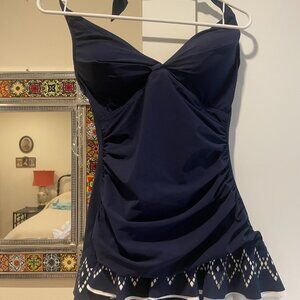Gottex navy blue swimsuit with skirt NWT Size 12